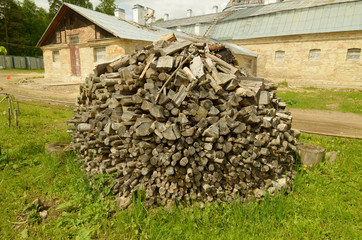 A pile of firewood for the stove.