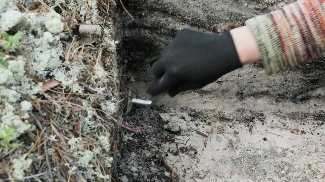 Archaeology - sweep the walls of the excavation