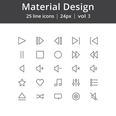 Material Design Play Line Icons