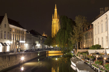 Dijver Canal and the Our Lady Church of Bruges