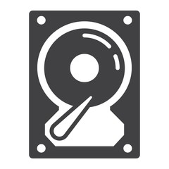 Hard disk solid icon, hardware and hdd, vector graphics, a glyph pattern on a white background, eps 10.