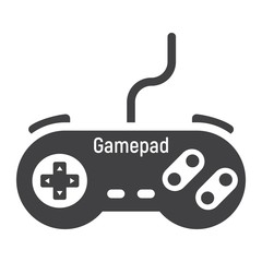 Gamepad solid icon, console and joystick, vector graphics, a glyph pattern on a white background, eps 10.