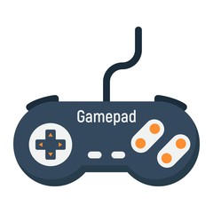 Gamepad flat icon, console and joystick, vector graphics, a colorful solid pattern on a white background, eps 10.