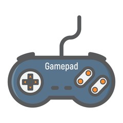 Gamepad colorful line icon, console and joystick, vector graphics, a filled pattern on a white background, eps 10.