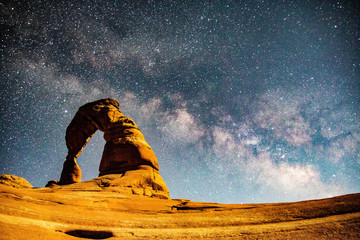 Milky Way above Delicate Arch in Arches National Park, Utah