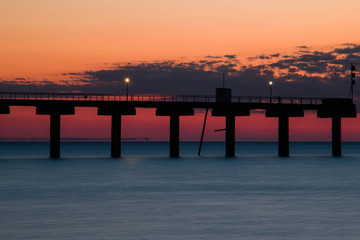Fototapeta premium Bridge and Sunrise. Beautiful color of nature.