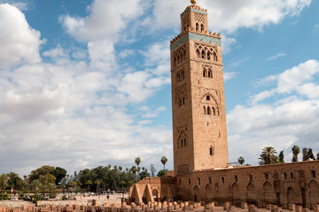 Fototapeta premium The Koutoubia Mosque or Kutubiyya Mosque is the largest mosque in Marrakesh, Morocco
