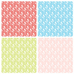 Set of seamless vector patterns with tulips