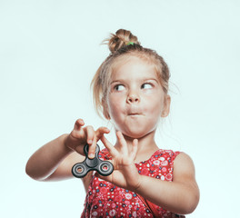 Girl with fidget spinner