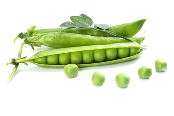 fresh green peas isolated on a white background