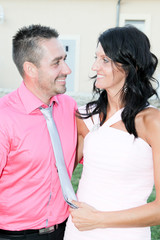 fashion couple in pink in love
