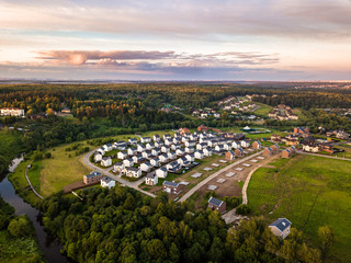 The village is in an ecologically clean green place near river. Aerial view