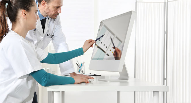 Doctors Use The Computer, Concept Of Medical Consulting