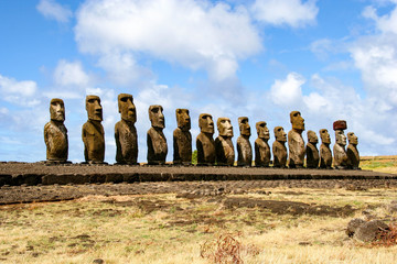 Ahu Tongariki is the largest ahu on Easter Island