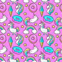 Seamless pattern in cartoon 80s-90s comic style. © Martyshova