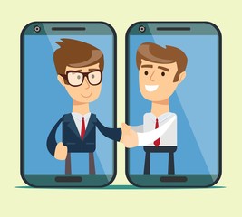 Good deal. Negotiations businessman and businessman. Good profit. Flat design vector concept illustration. Vector clipart.