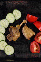 Cooking the duck in the oven with vegetables