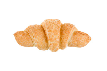 Baked puff pastry with a filling on a white background. view from above