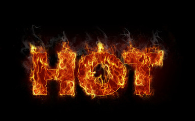 Burning hot letters in business concept