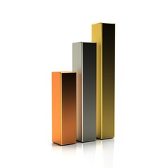 Golden, Silver and Bronze Finance Bars. 3D Render Illustration