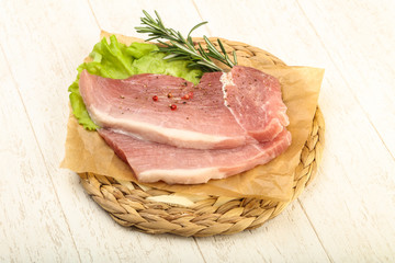 Raw pork steak