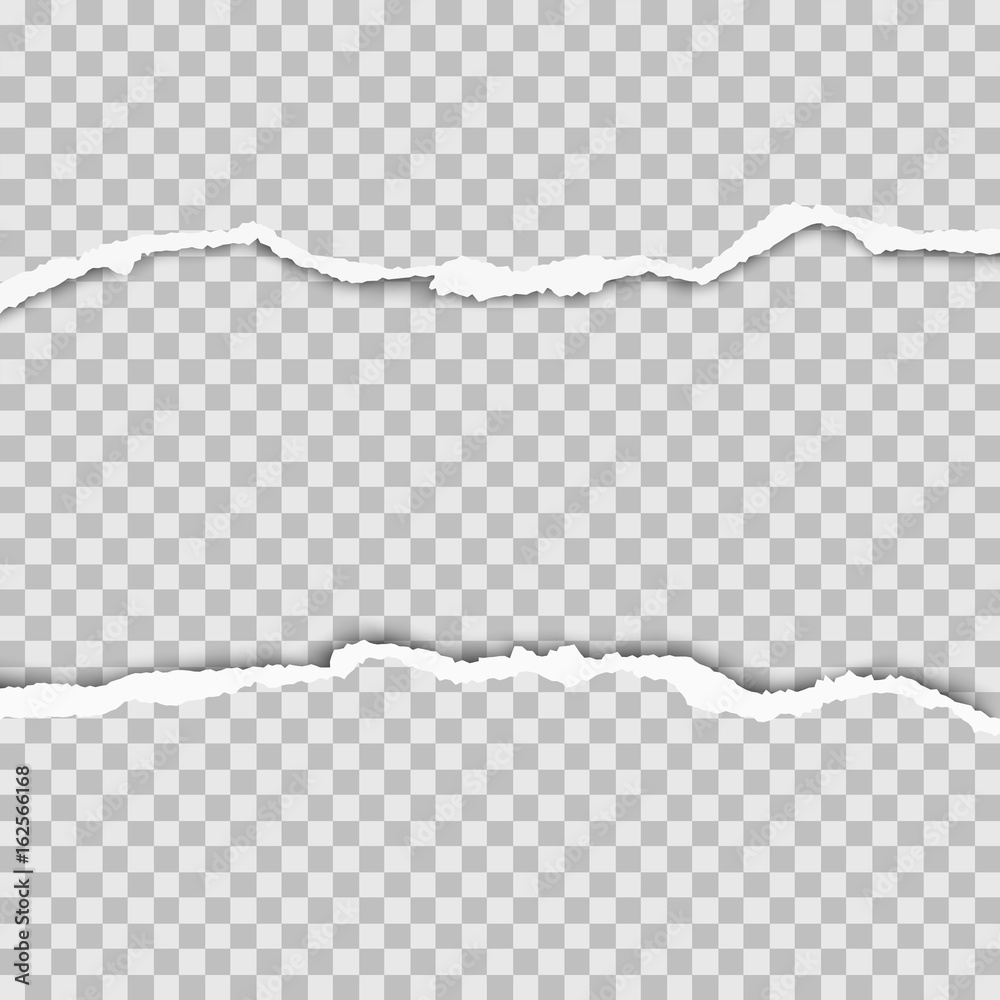 Poster snatched middle of transparent paper with torn edges and space for text, ad and other aims. vector t