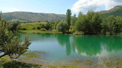 Lake with green water