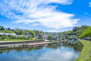 Obraz premium Bouillon town and Semois river in Belgium