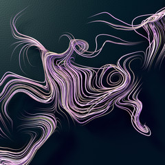 Abstract 3d rendering colored strands on dark background