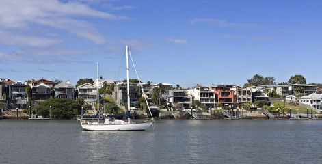 Fototapeta na wymiar Brisbane Suburbs and the River
