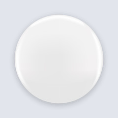 White blank pin button badge isolated on background. Realistic vector illustration mockup.