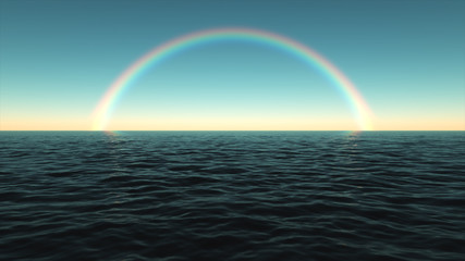 Computer generated sea surface with a rainbow