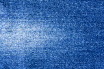 Jeans Blue Fabric With White Spot Close Up. Bacgkround And Texture.