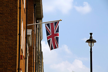 The national flag of the United Kingdom is the Union Jack or Union Flag. June, London, Great Britan.