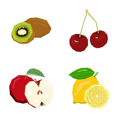 Set of different geometric fruits, Vector illustration