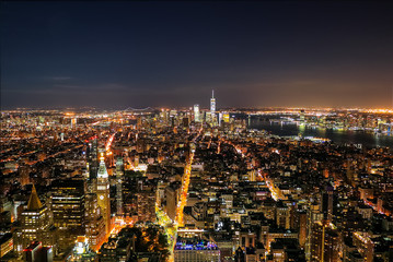 Fototapeta na wymiar Aerial view of New York City at sunset
