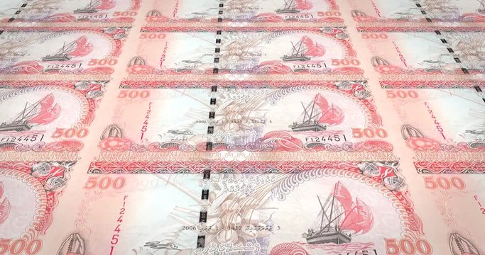 Banknotes of five hundred maldivian rufiyaa of the Maldives, cash money, loop