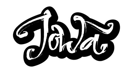 Iowa. Sticker. Modern Calligraphy Hand Lettering for Serigraphy Print