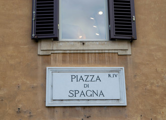 Street letter of Piazza di Spagna in Rome, Italy