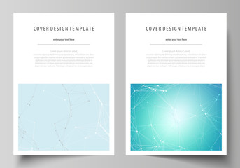 The vector illustration of the editable layout of A4 format covers design templates for brochure, magazine, flyer, booklet, report. Futuristic high tech background, dig data technology concept.