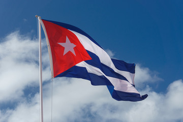 cuban flag with blue sky