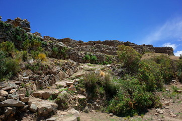Fototapeta na wymiar The Chincana Inca Ruins on the Isla del Sol on Lake Titicaca