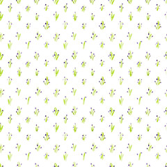 Calico watercolor bluebell pattern. Comely seamless cute small flowers for fabric design. Calico pattern in country stile. Trendy handpainted millefleurs.