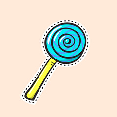 Lollipop sticker. Candy icon. Vector illustration.