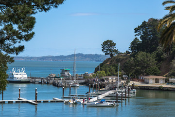Fototapeta na wymiar The dock at Angel Island, a state conservancy near San Francisco