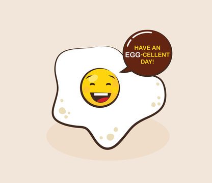 fried egg cartoon character vector illustration. Funny emoticon face icon.
