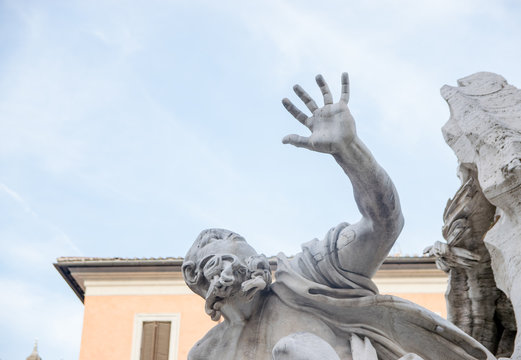 Fountain of the Four Rivers (Fontana dei Quattro Fiumi) and Agonale obelisk at Piazza Navona square