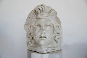 Ancient sculpture of Aphrodite head in the baths of Diocletian (Thermae Diocletiani) in Rome. Italy