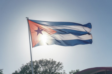 cuban flag with blue sky