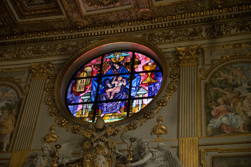 Fototapeta na wymiar Stained glass at Papal Basilica of Saint Mary Major